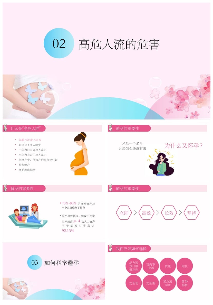 小学生幸福生活教育PPT模板 科学避孕妇幼保健教学课件素材 - 第2页预览