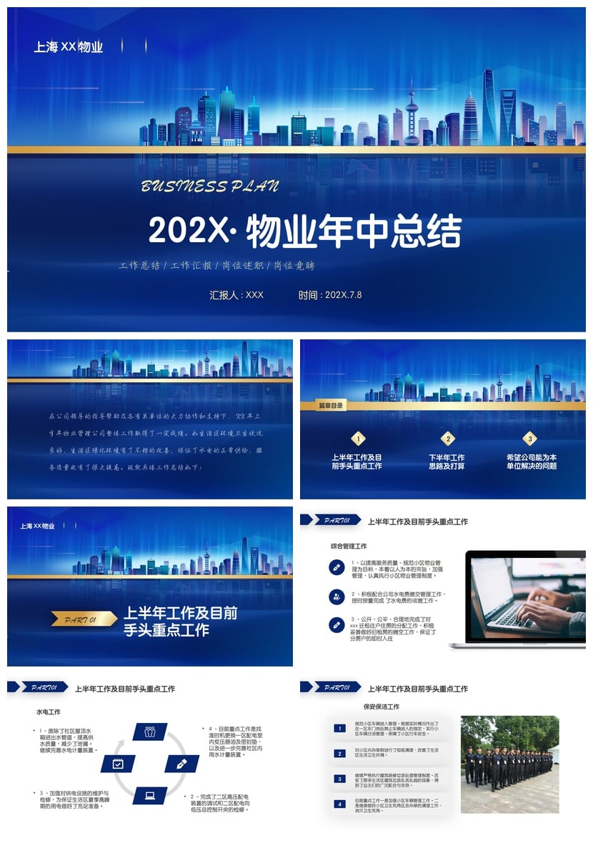 房地产物业部门管理年终总结PPT模板 物业年度工作汇报PPT素材 - 第1页预览