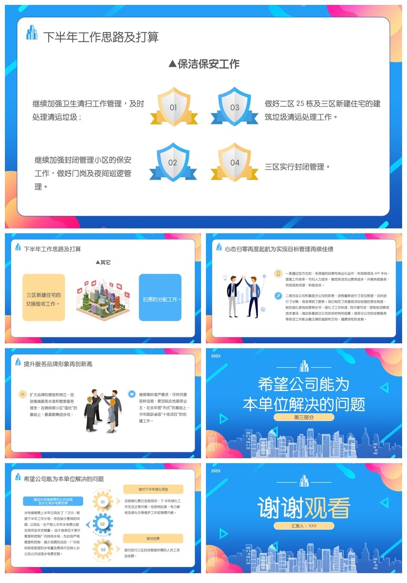 房地产物业部门管理年度PPT模板 物业公司上半年工作总结汇报素材 - 第3页预览