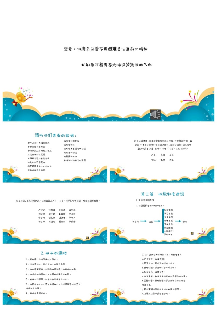 班级建设PPT模板 班会文化展示主题素材班级文化建设展示汇报模板 - 第2页预览