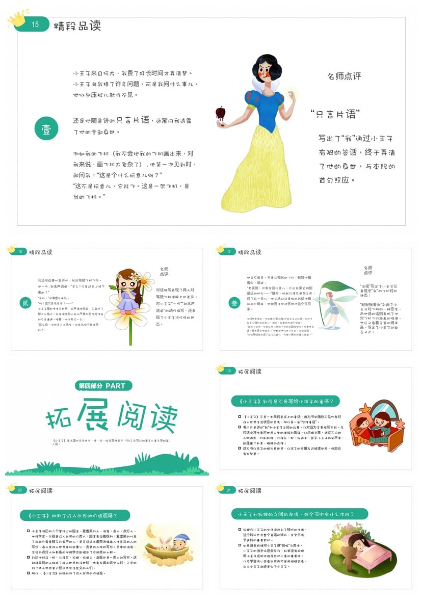 小王子读书PPT模板 卡通风读书报告模板 中小学生阅读PPT素材 - 第3页预览
