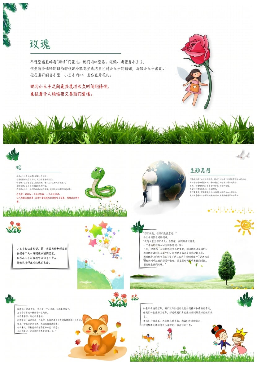 《小王子》读书笔记PPT模板素材 名著导读读书会课件 - 第2页预览