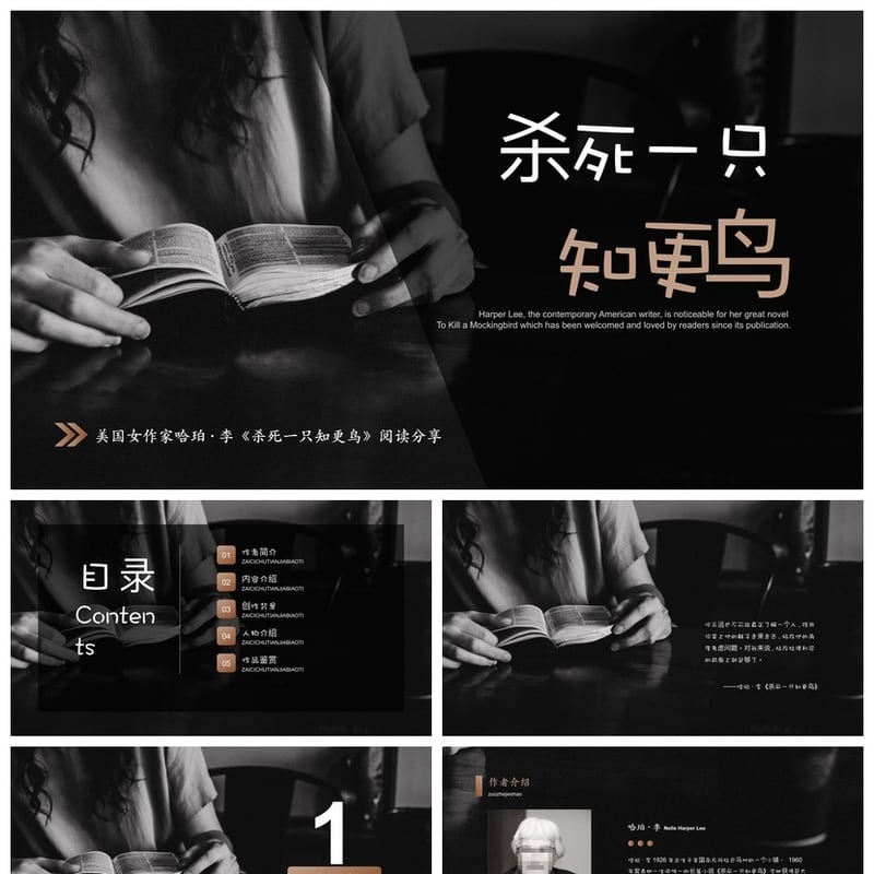 读书笔记PPT模板|《杀死一只知更鸟》主题素材 - 其它PPT 模板
