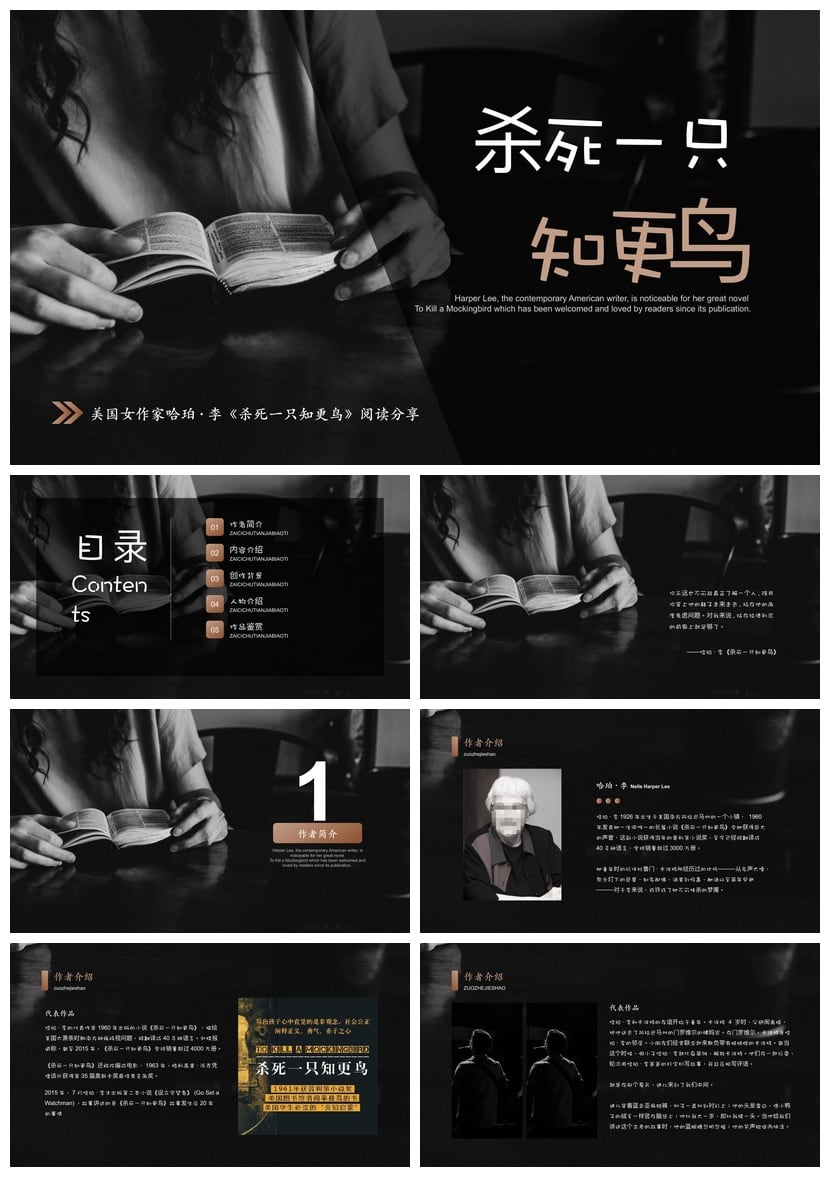 读书笔记PPT模板|《杀死一只知更鸟》主题素材 - 第1页预览