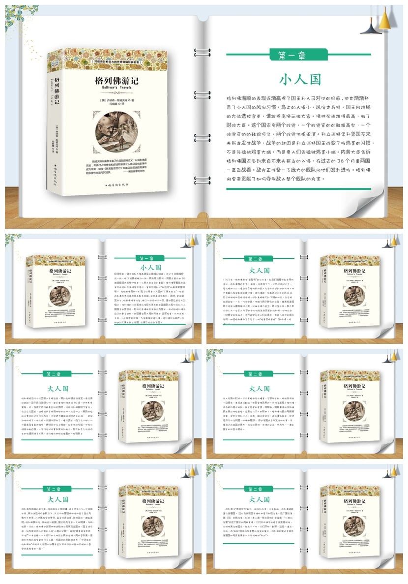 《格列佛游记》PPT模板 读书会课件素材 名著导读解析 - 第2页预览