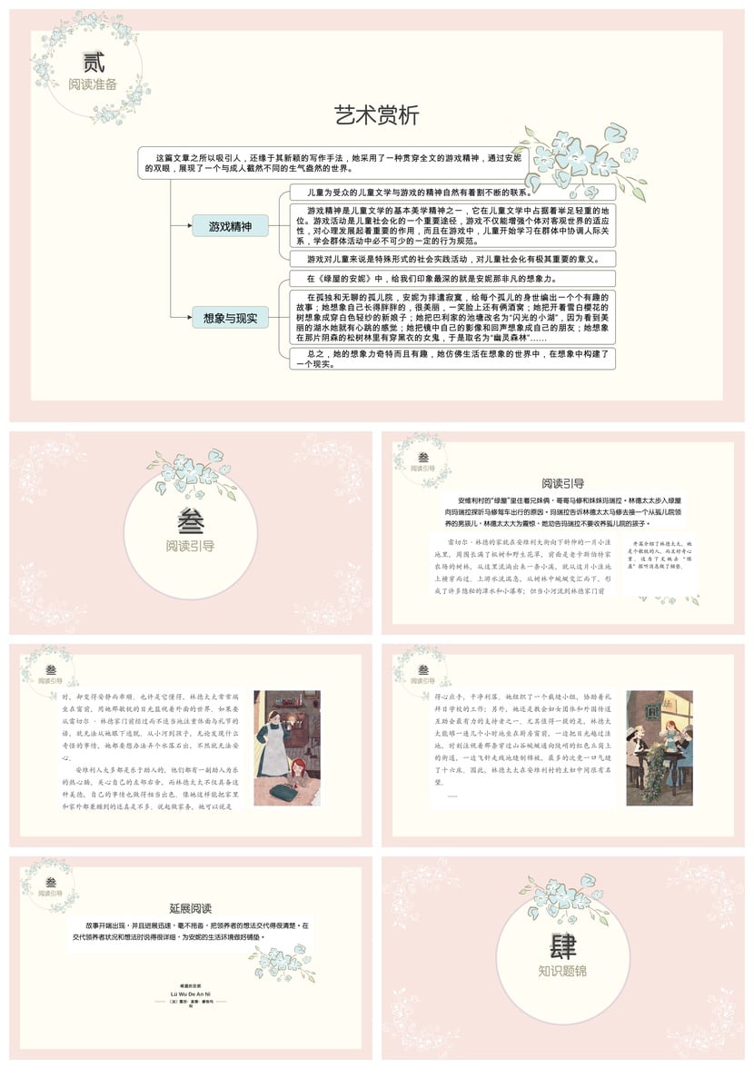 绿屋的安妮读书笔记PPT模板 读书素材 绿山墙的安妮 - 第2页预览