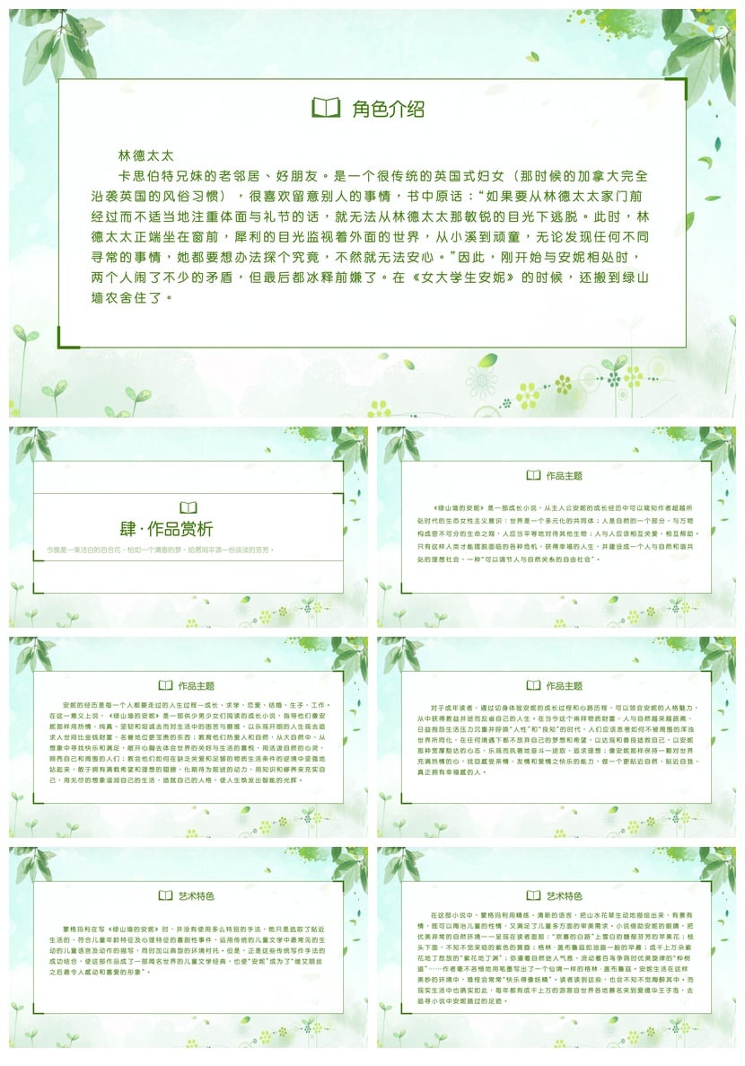 绿山墙的安妮PPT模板 读书会课件素材 悲伤时更应振作演讲文稿 - 第4页预览