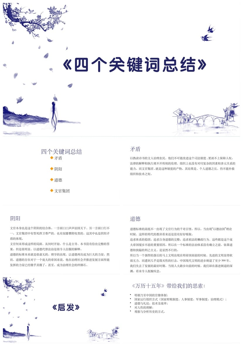 万历十五年读书PPT模板 黄仁史书课件素材 明朝历史主题幻灯片 - 第3页预览