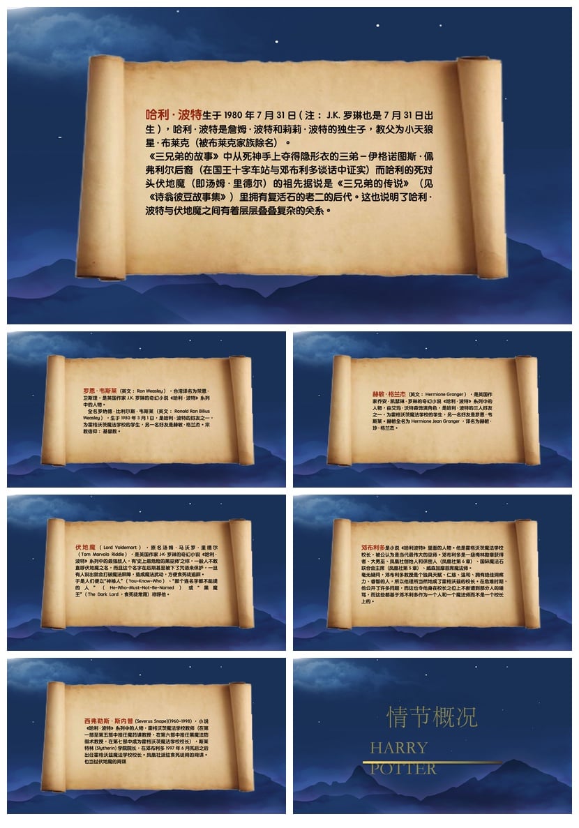 哈利波特PPT模板 读书会魔法主题课件设计素材 - 第3页预览