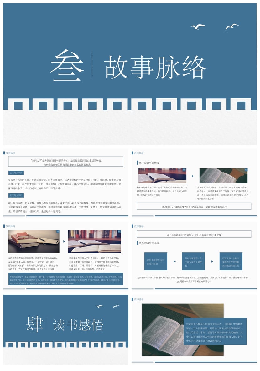 读书围城PPT模板 围城素材人生婚姻职业哲理金句幻灯片 - 第2页预览