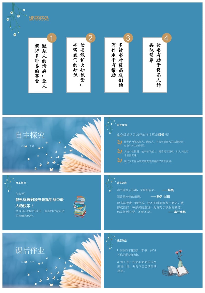 忆读书PPT模板 读书会课件素材  - 第3页预览