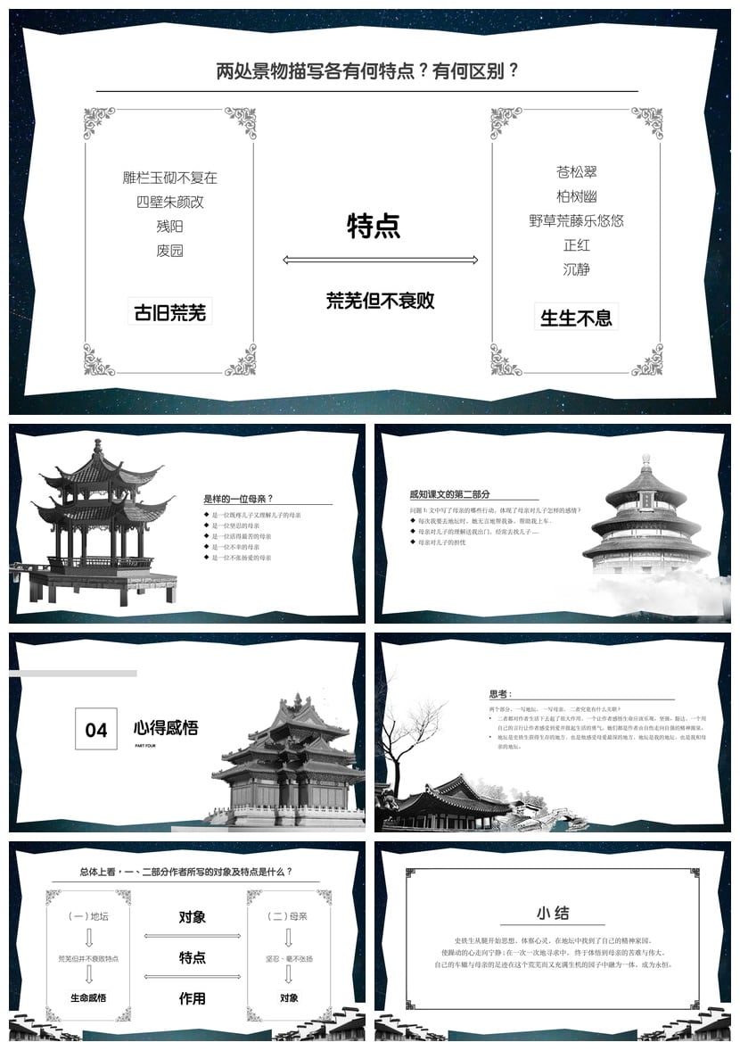 读书我与地坛PPT模板素材 史铁生世界文学名著导读课件 - 第3页预览