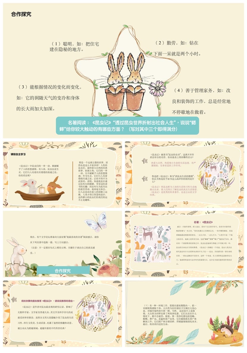 昆虫记读书PPT模板 法布尔名著导读课件素材 汇报演讲课件 - 第2页预览