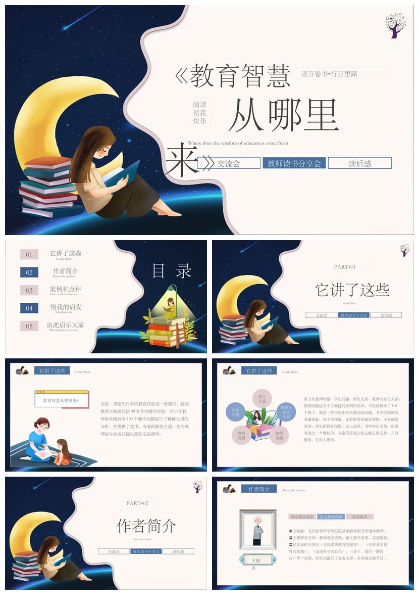 读书PPT模板智慧从哪里来 教育智慧素材 阅读快乐行万里路 - 第1页预览