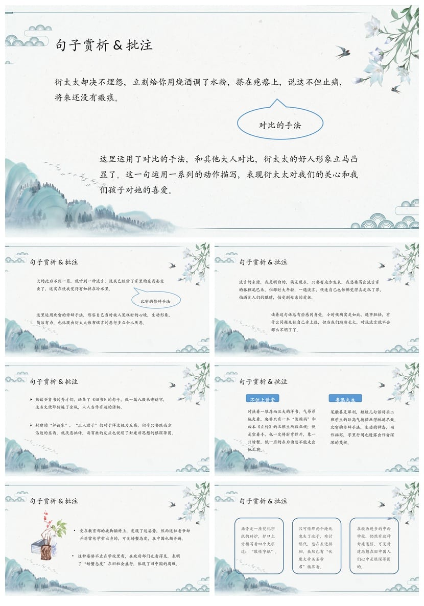 读书朝花夕拾PPT模板素材 鲁迅作品读后感课件文稿设计 - 第3页预览