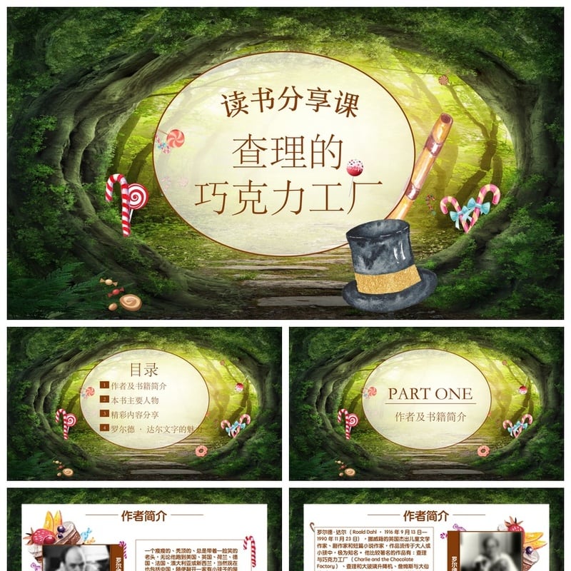 查理巧克力工厂读书PPT模板 电子课件素材 - 其它PPT 模板
