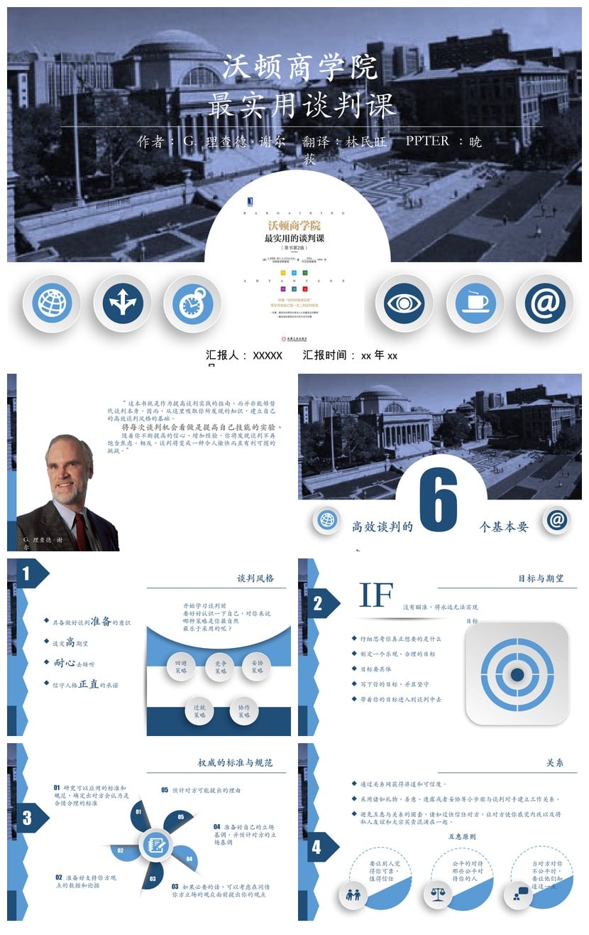 沃顿商学院谈判课PPT素材模板 读书高效谈判技巧课件 - 第1页预览