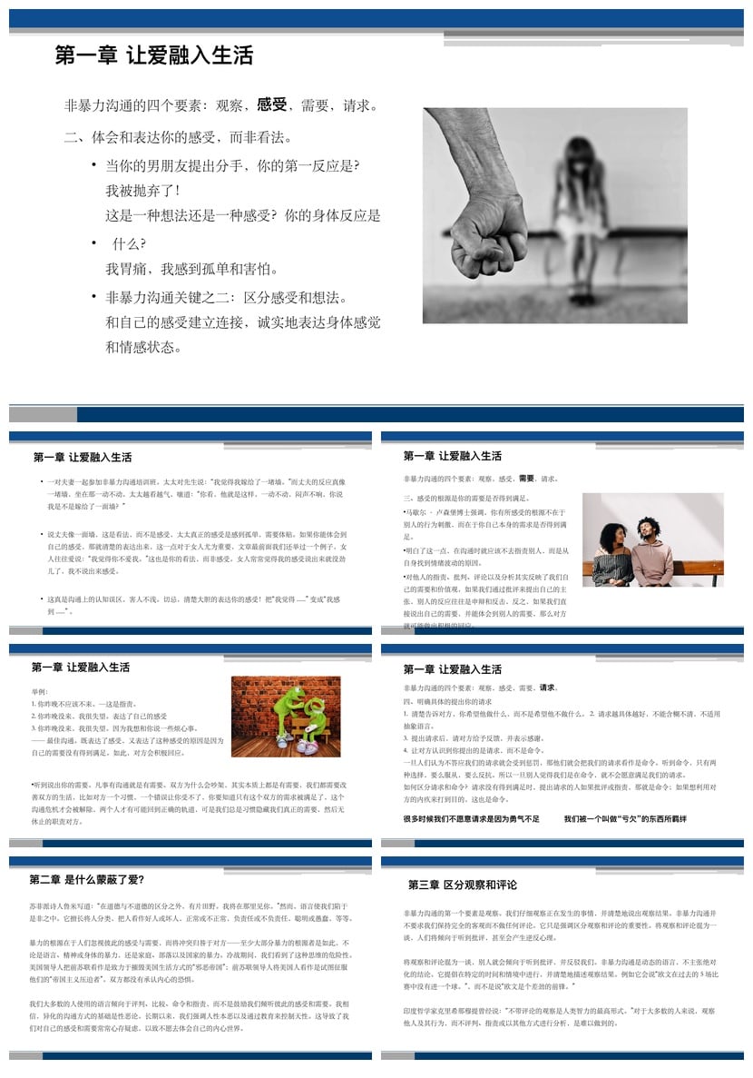 非暴力沟通PPT模板素材 读书会课件演讲高效沟通技巧 - 第3页预览