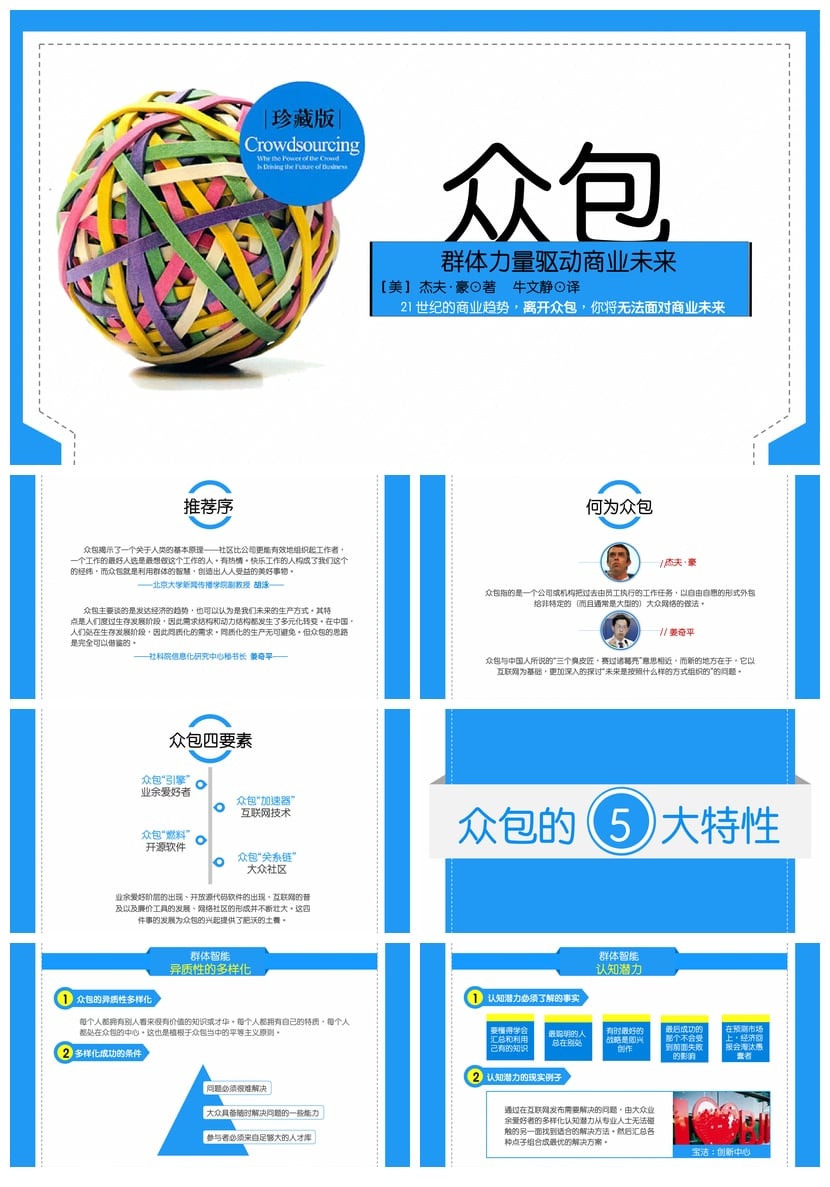 众包读书笔记PPT模板 《众包》精华 读书报告素材 - 第1页预览