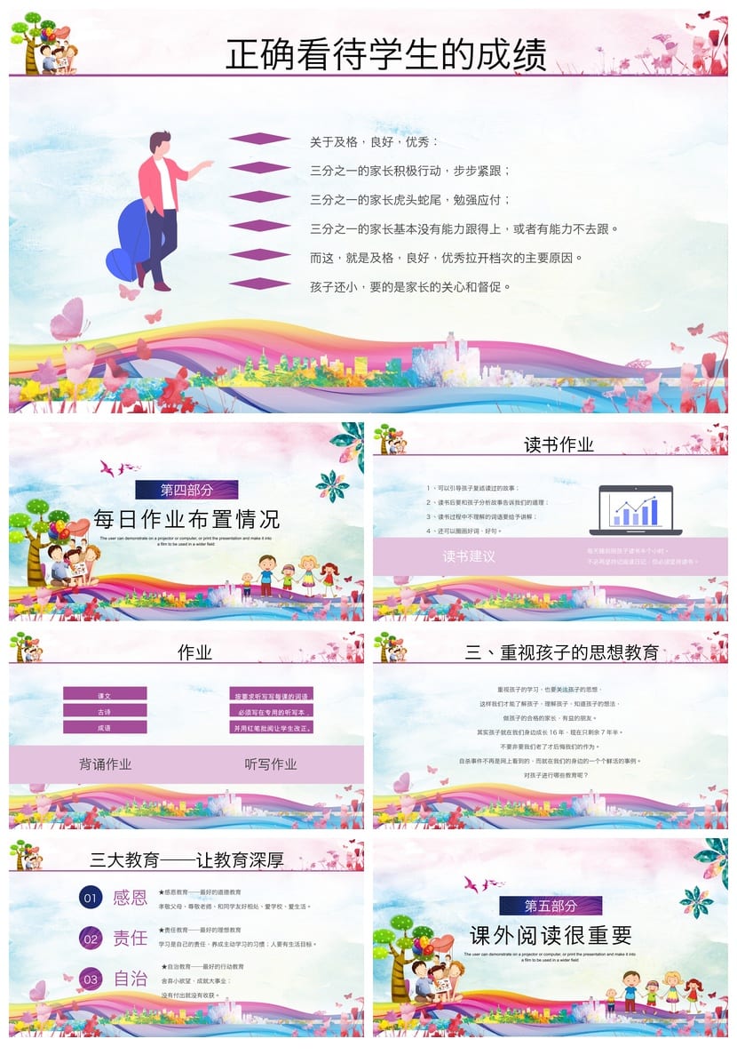 小学家长会PPT课件 班主任主题班会PPT模板 家长会课件 - 第3页预览