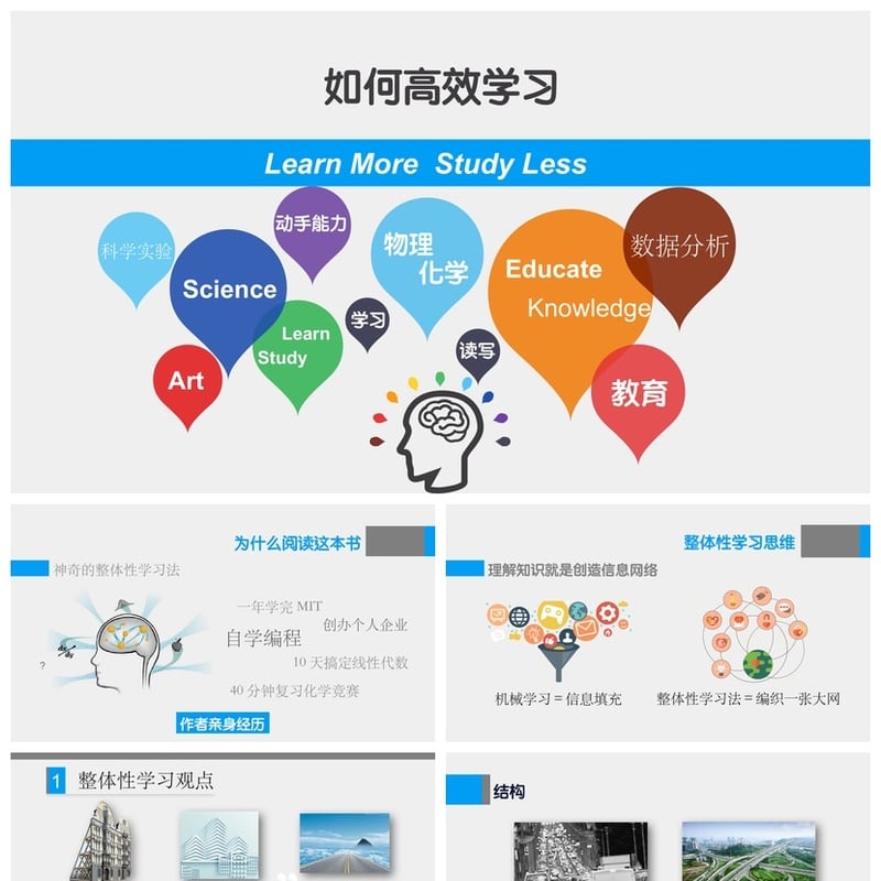 读书《如何高效学习》读书笔记PPT模板 高效学习法 学霸笔记 - 其它PPT 模板