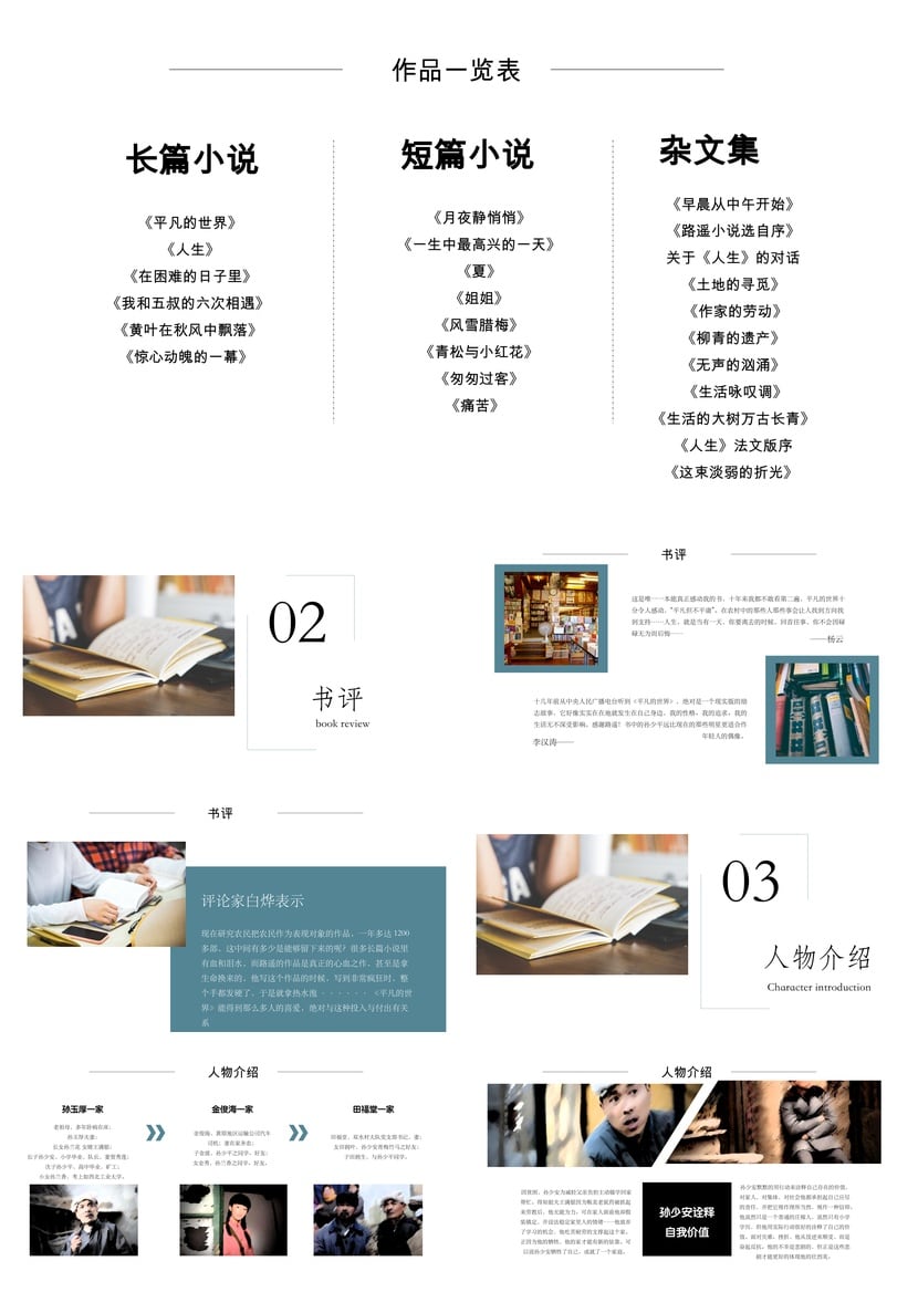 《平凡的世界》读书PPT模板 人物关系图与章节解析素材 - 第2页预览