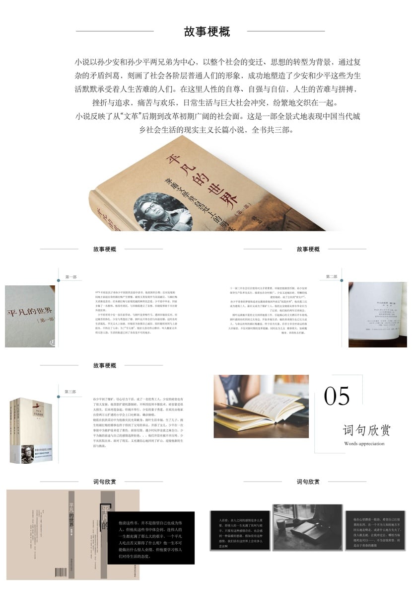 《平凡的世界》读书PPT模板 人物关系图与章节解析素材 - 第4页预览