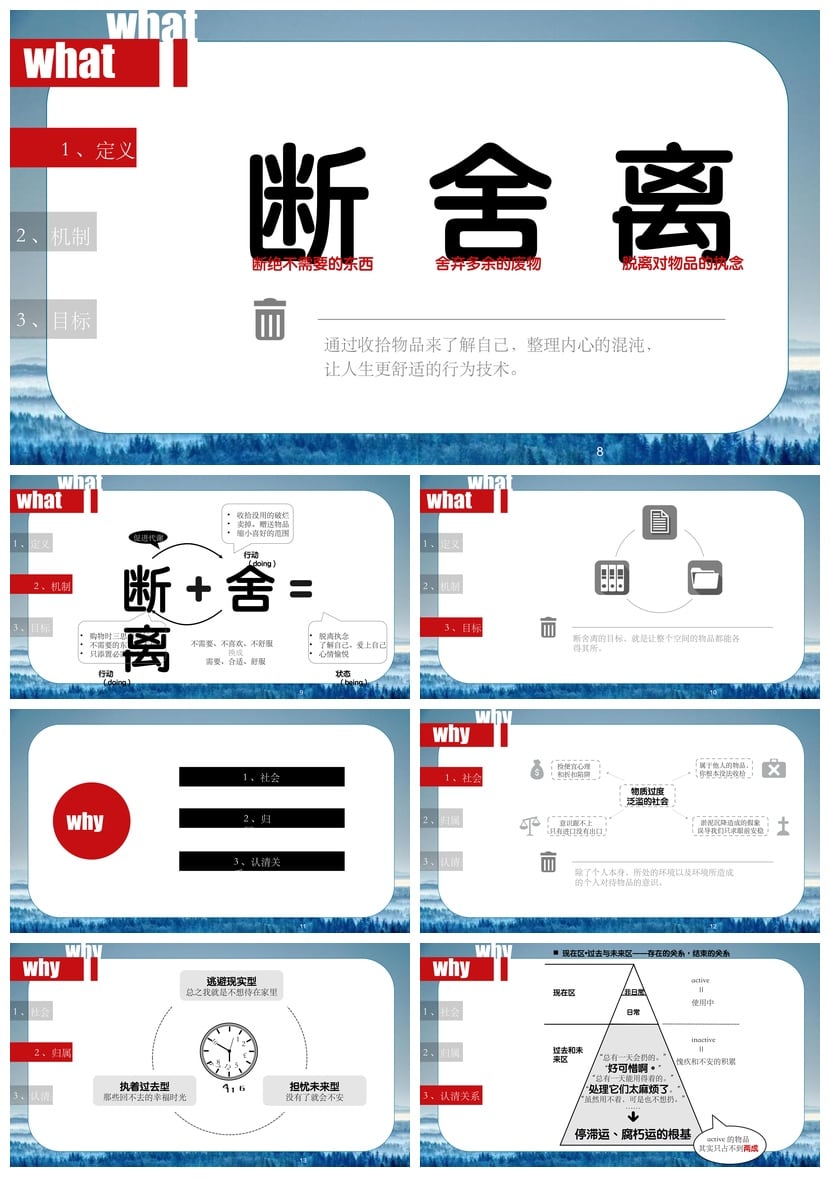 读书《断舍离》PPT模板 极简生活整理术课件素材 - 第2页预览