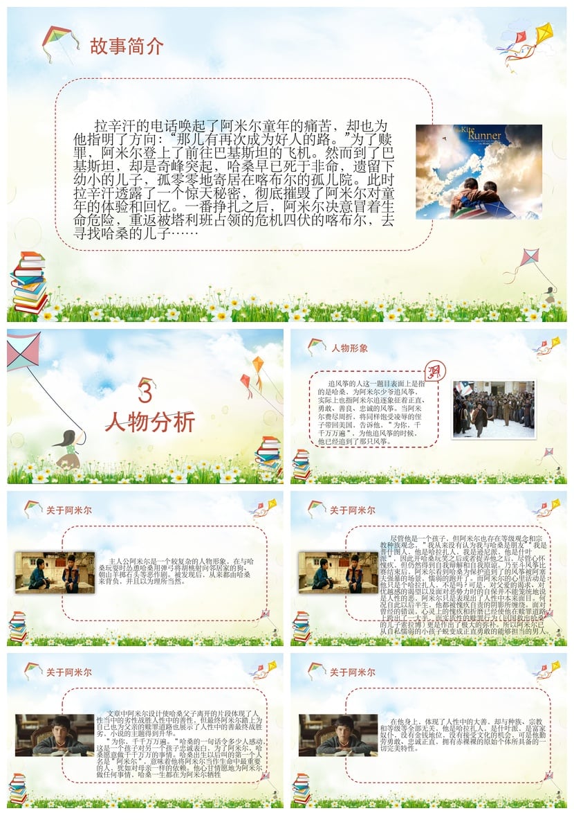 《追风筝的人》读书PPT模板素材 为你千千万万遍课件 - 第2页预览