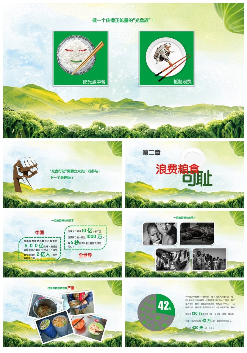 小学生光盘行动主题班会PPT课件 光盘行动号召班会PPT模板 - 第2页预览